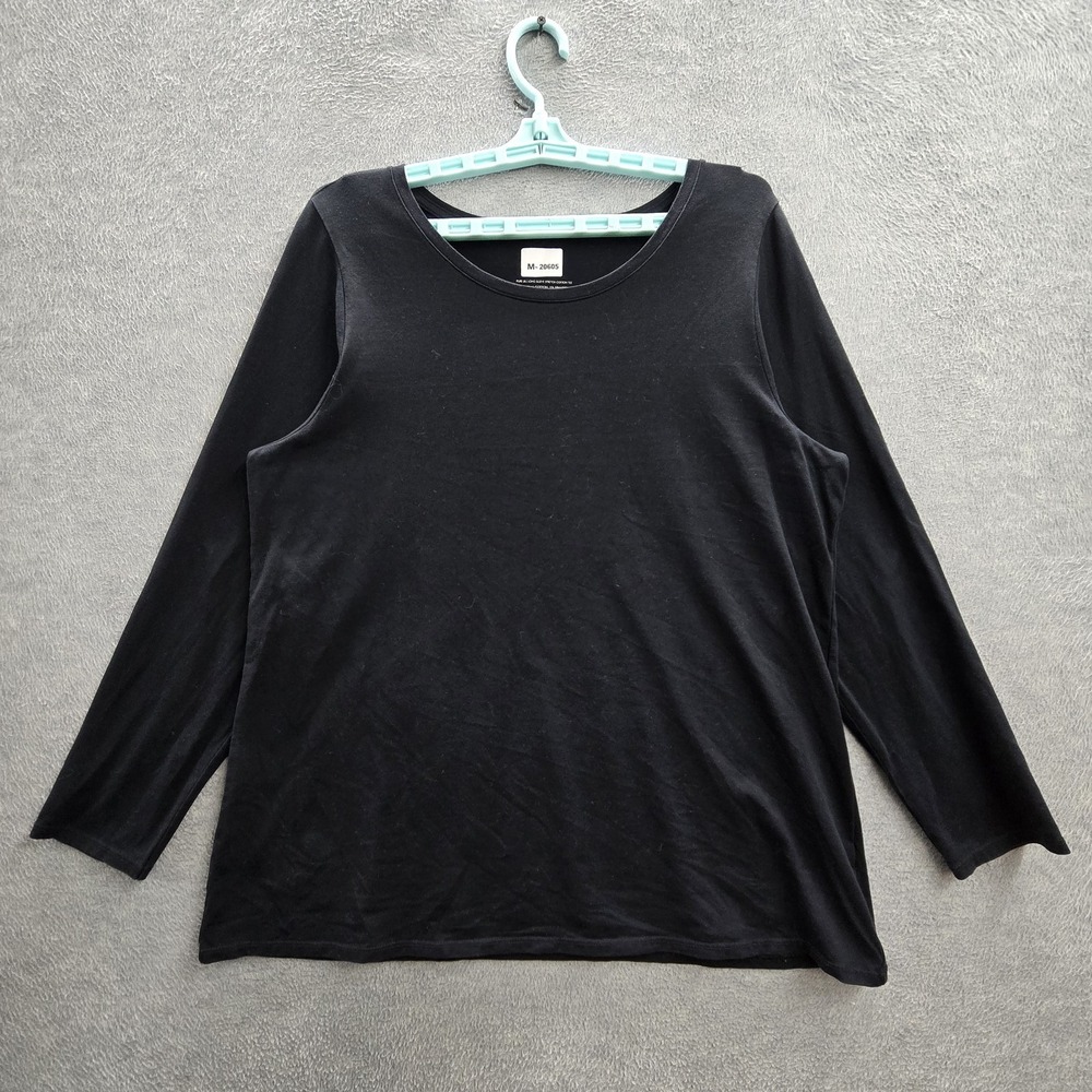 Pure‎ Jill Women Shirt XLP Black Long Sleeve Stretch Pima Cotton Tee Crew Neck
